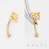 SPIKED CZ FLOWER 316L SURGICAL STEEL CURVED BARBELL/EYEBROW
